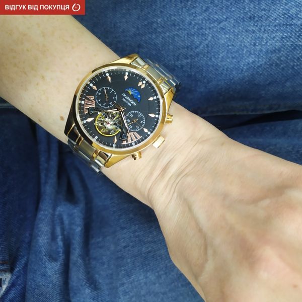 Годинник чоловічий наручний Guanquin Prestige Gold 7801 фото